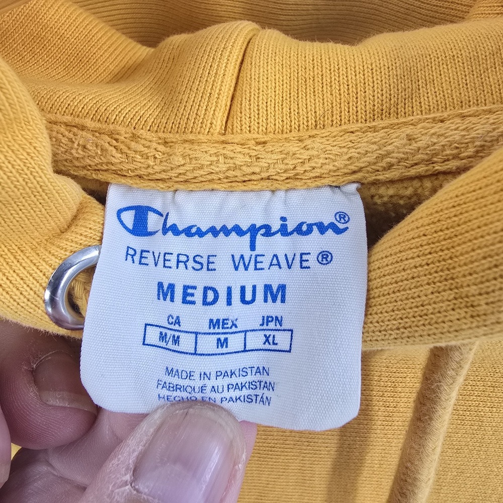 Champion Hoodie Men's M Reverse Weave Yellow Logo Casual Comfort - Picture 7 of 8